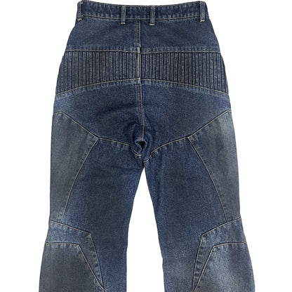BIKER DIRTY DENIM PANTS - DARK BLUE