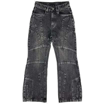 BIKER DENIM PANTS - DARK GREY