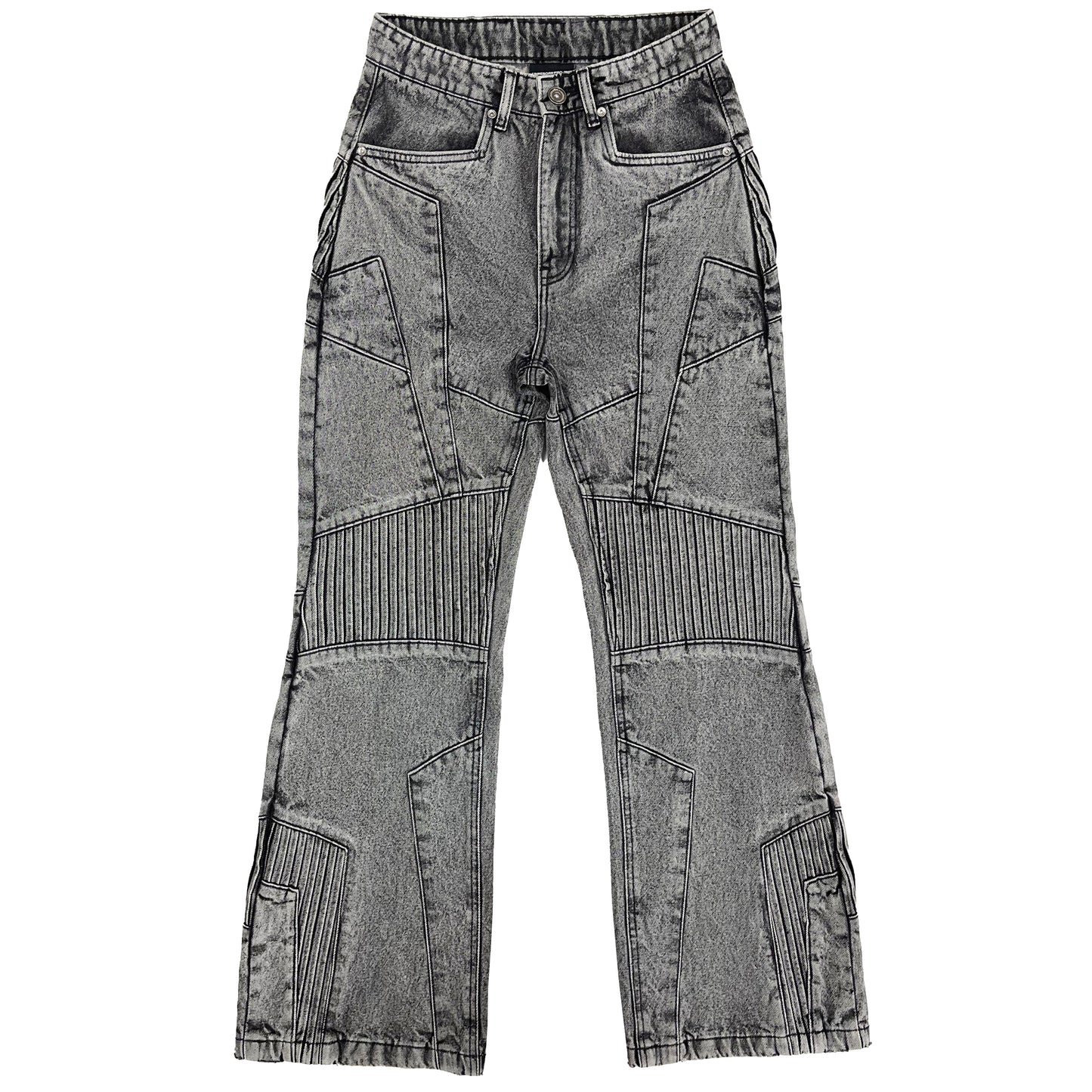 BIKER DENIM PANTS - LIGHT GREY
