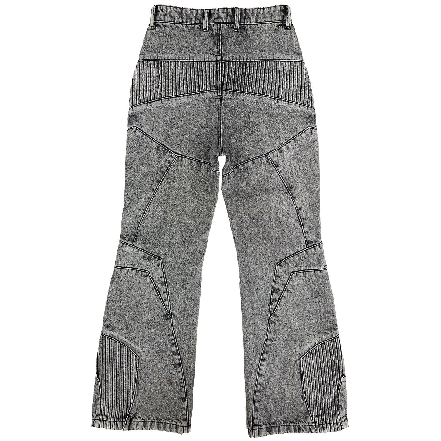 BIKER DENIM PANTS - LIGHT GREY