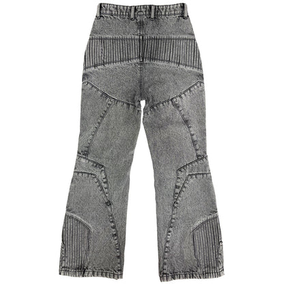 BIKER DENIM PANTS - LIGHT GREY