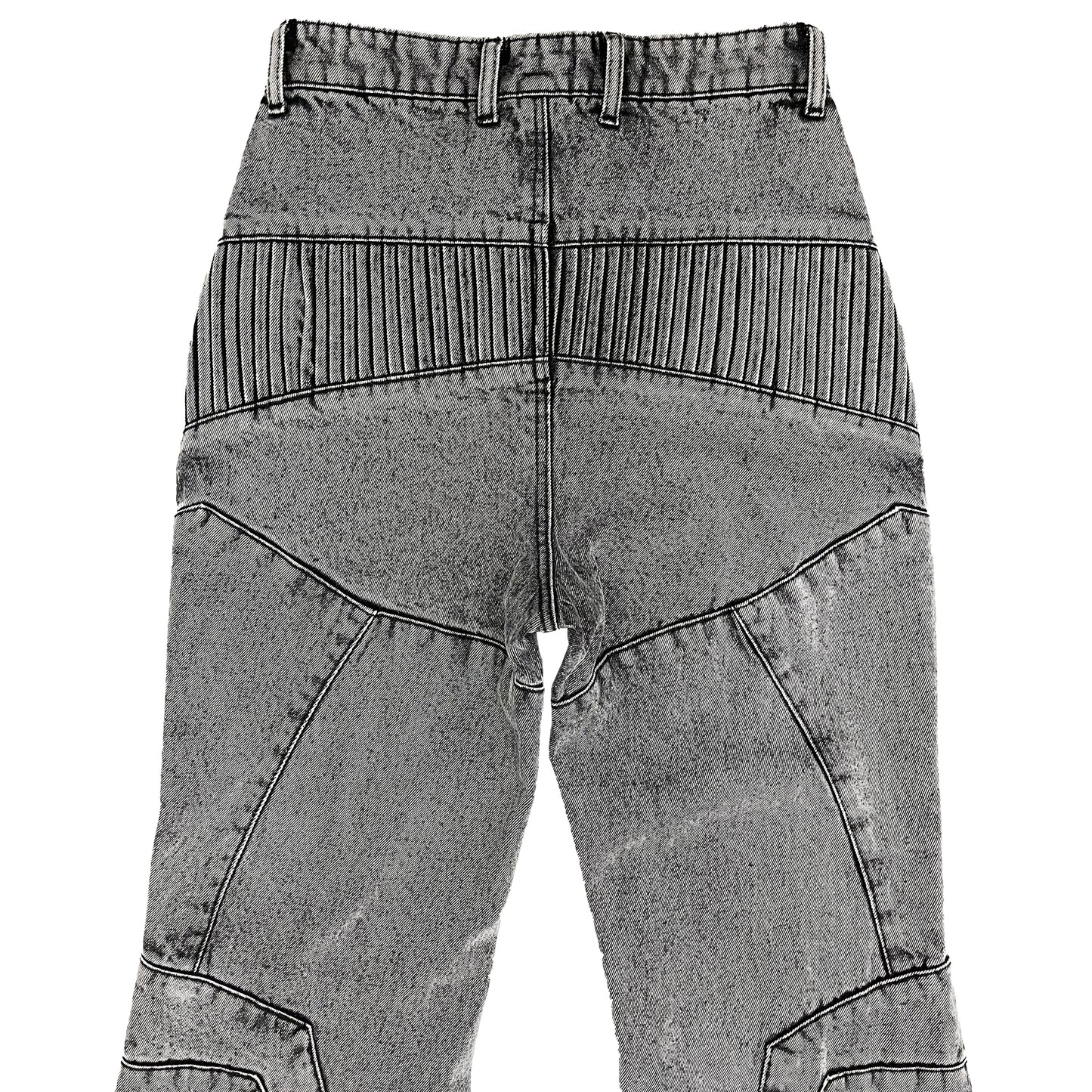 BIKER DENIM PANTS - LIGHT GREY