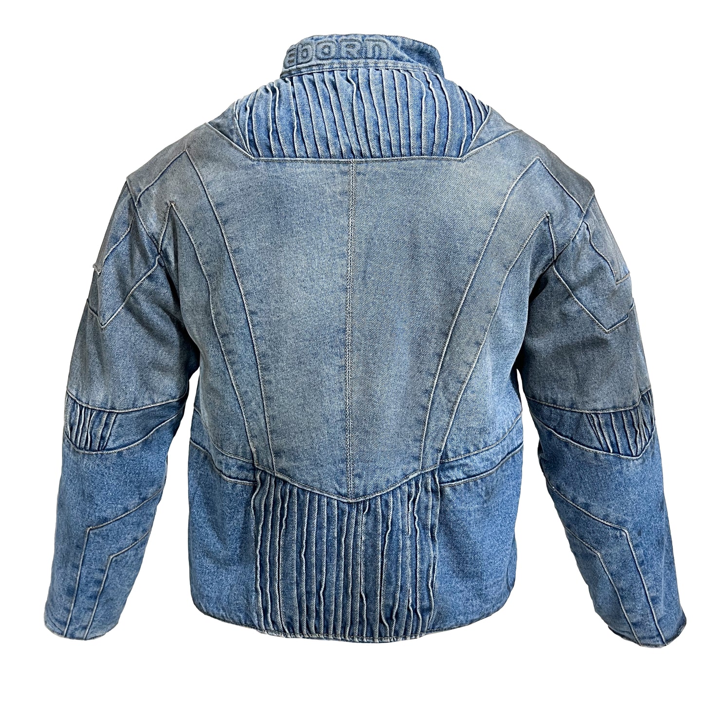 BIKER DIRTY DENIM JACKET - LIGHT BLUE