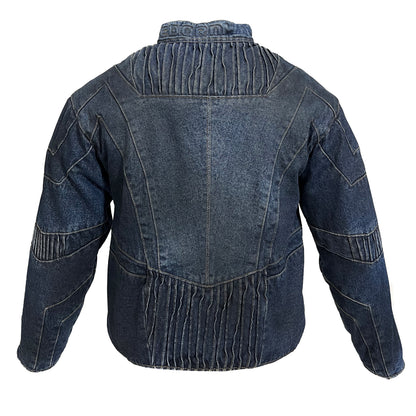 BIKER DIRTY DENIM JACKET - DARK BLUE
