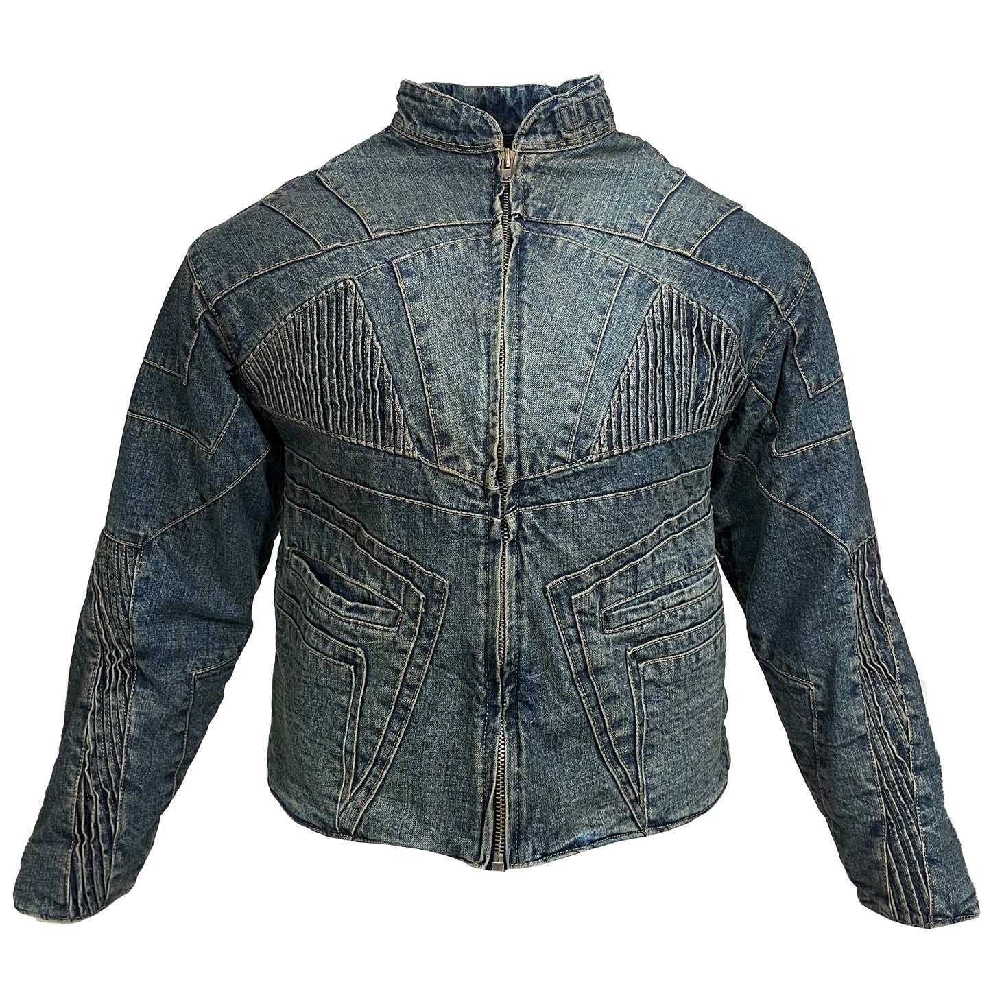 BIKER DENIM JACKET - VINTAGE BLUE