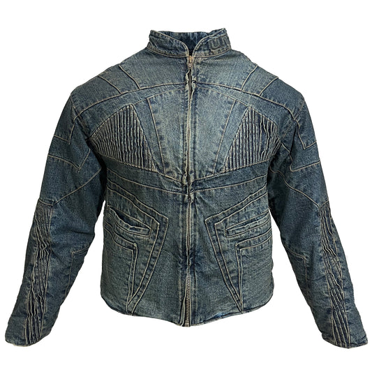 BIKER DENIM JACKET - VINTAGE BLUE