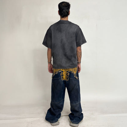 ELLIPSE LOGO SUPER DISTRESSED T-SHIRT OVERSIZED - DARK GREY