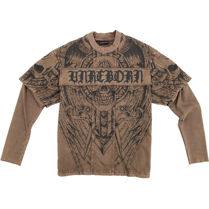 CROSS LOGO PATCHED T-SHIRT - BROWN