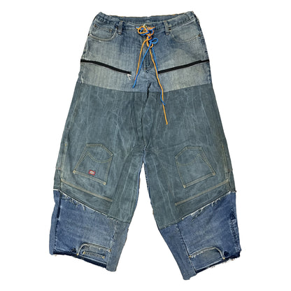 Reconstructed super baggy jeans with detachable cargo pockets
