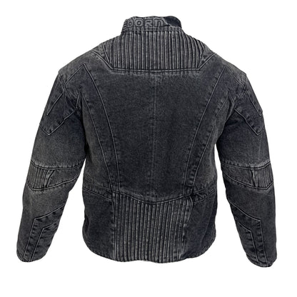 BIKER DENIM JACKET - DARK GREY