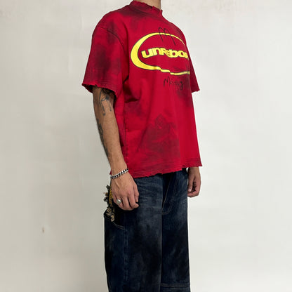 SUPER DISTRESSED MC SPICY T-SHIRT OVERSIZED - RED